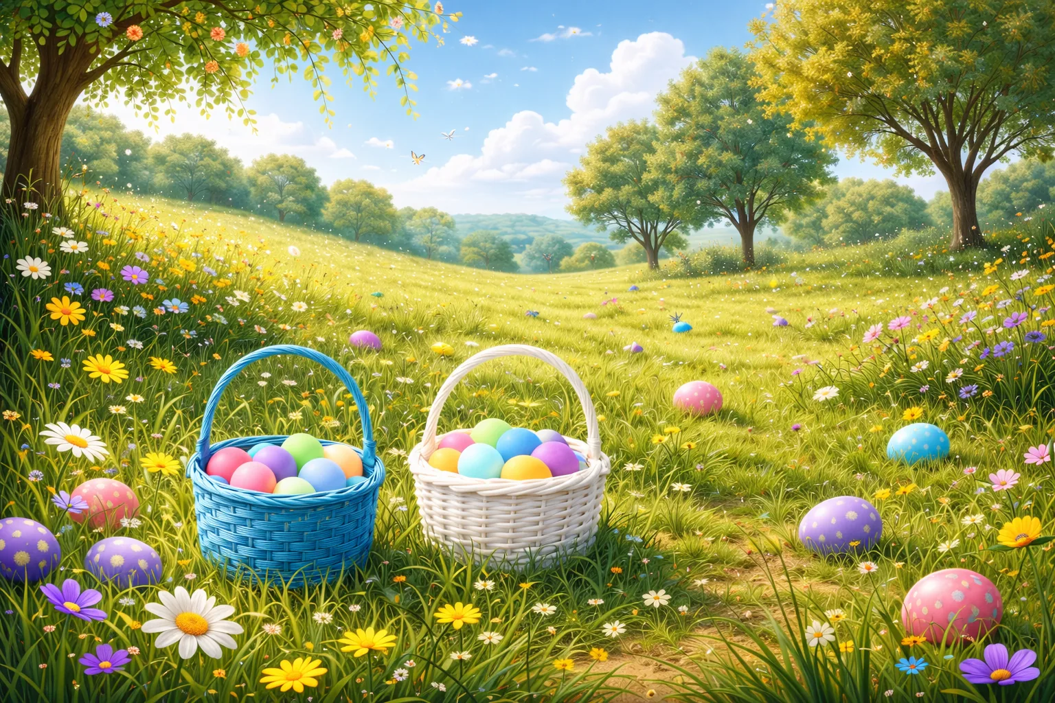 Easter basket in prairie grass at Lyon Farm